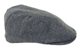 Boné masculino estilo boina, modelo Baker Boy, 8 painéis, em tweed espinha de peixe cinza vintage.