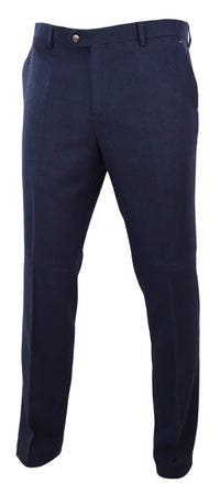 Calças de fato de tweed vintage para homem - Azul-marinho
