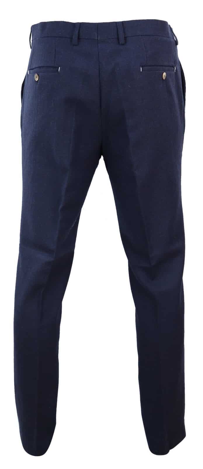 Calças de fato de tweed vintage para homem - Azul-marinho
