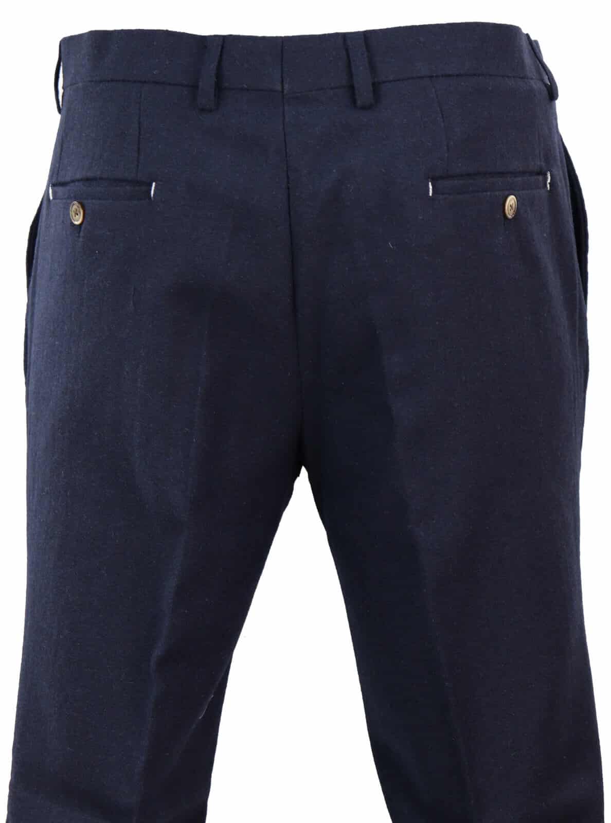 Calças de fato de tweed vintage para homem - Azul-marinho