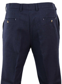 Calças de fato de tweed vintage para homem - Azul-marinho