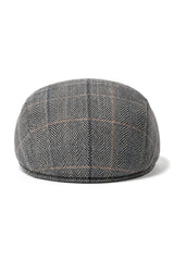 Boina masculina Cavani Albert em tweed - Boina vintage em lã tweed espinha de peixe - Marrom claro/Cinza carvão