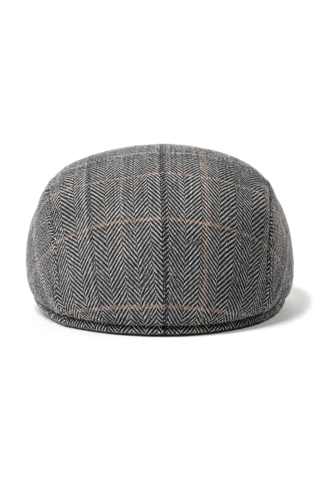Boina masculina Cavani Albert em tweed - Boina vintage em lã tweed espinha de peixe - Marrom claro/Cinza carvão