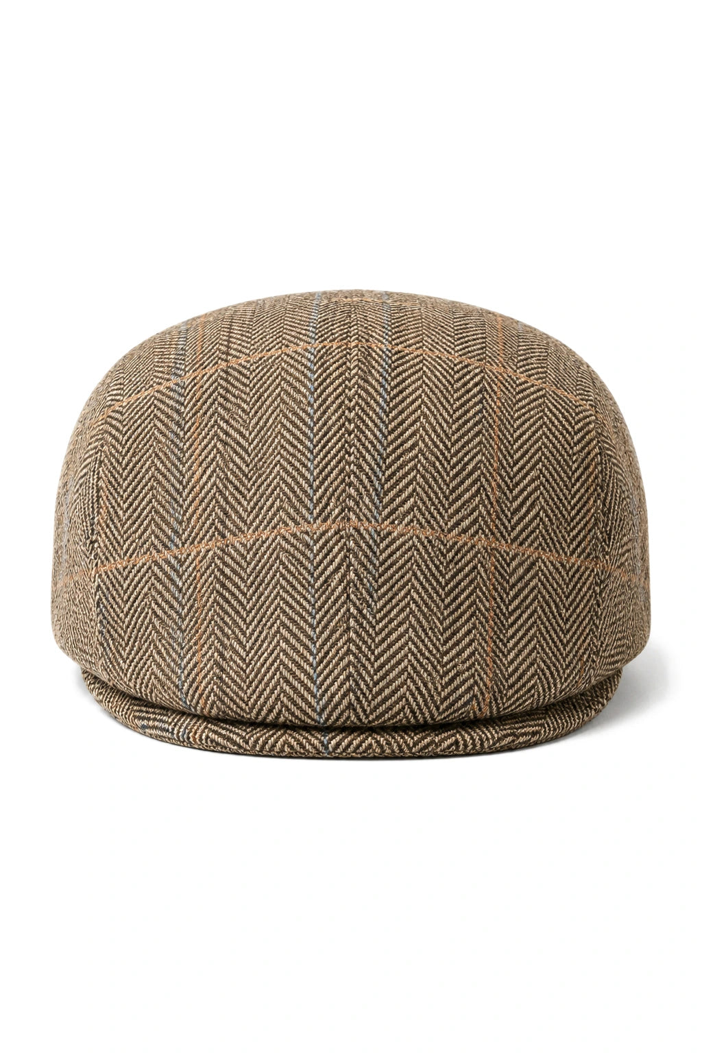 Boina masculina Cavani Albert em tweed - Boina vintage em lã tweed espinha de peixe - Marrom claro/Cinza carvão