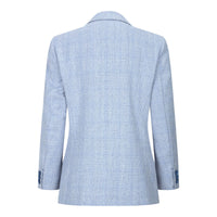 Terno xadrez de tweed azul claro para meninos, 3 peças, corte sob medida, estilo Peaky Blinders clássico.
