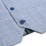 Terno xadrez de tweed azul claro para meninos, 3 peças, corte sob medida, estilo Peaky Blinders clássico.