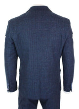 Cavani Carnegi - Terno masculino de 3 peças em tweed azul marinho xadrez estilo vintage dos anos 1920