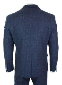 Cavani Carnegi - Terno masculino de 3 peças em tweed azul marinho xadrez estilo vintage dos anos 1920