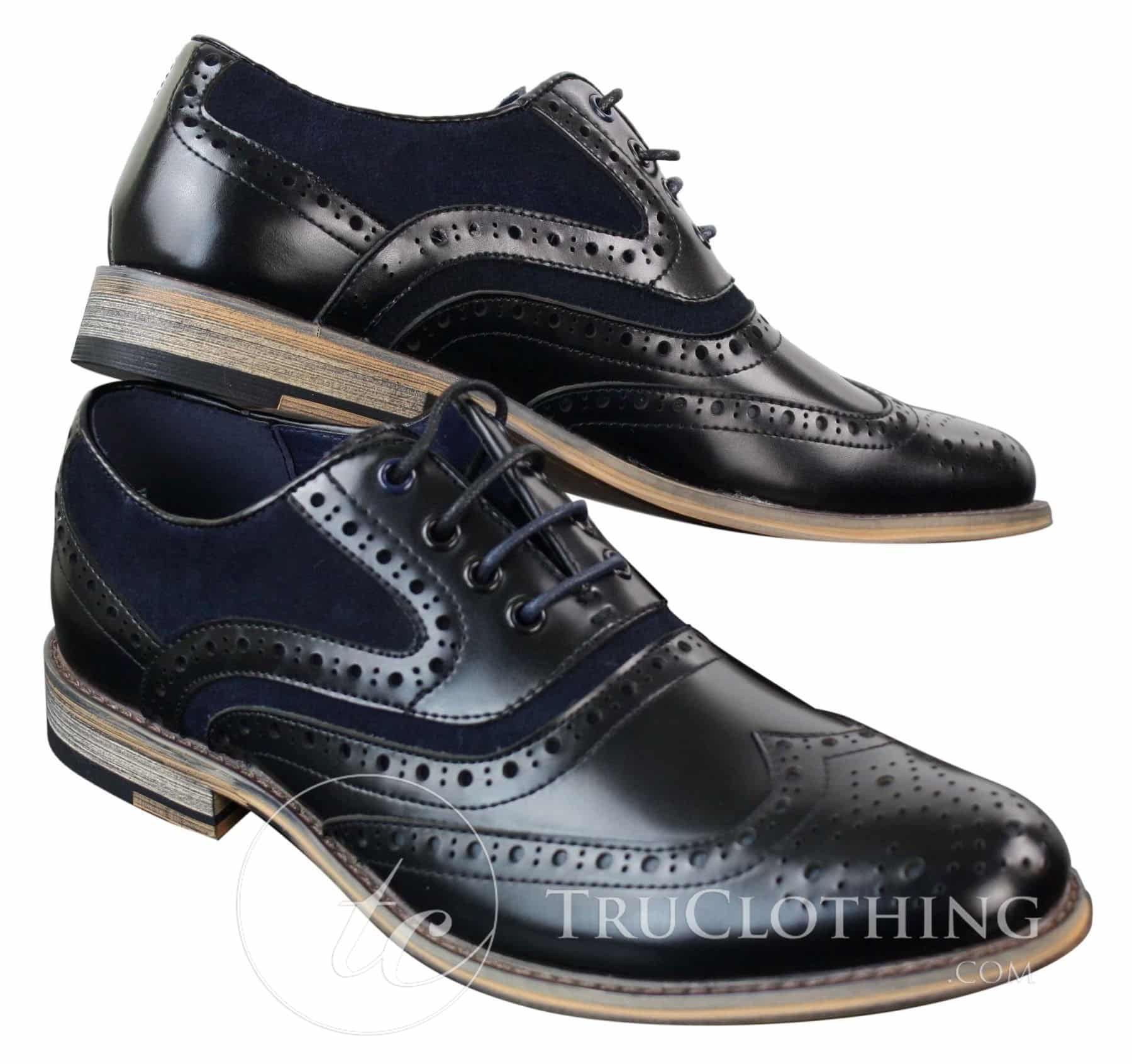 Sapatos masculinos Gatsby Brouge de couro e camurça legítimos com cadarço, estilo casual elegante, design retrô.