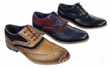 Sapatos masculinos Gatsby Brouge de couro e camurça legítimos com cadarço, estilo casual elegante, design retrô.