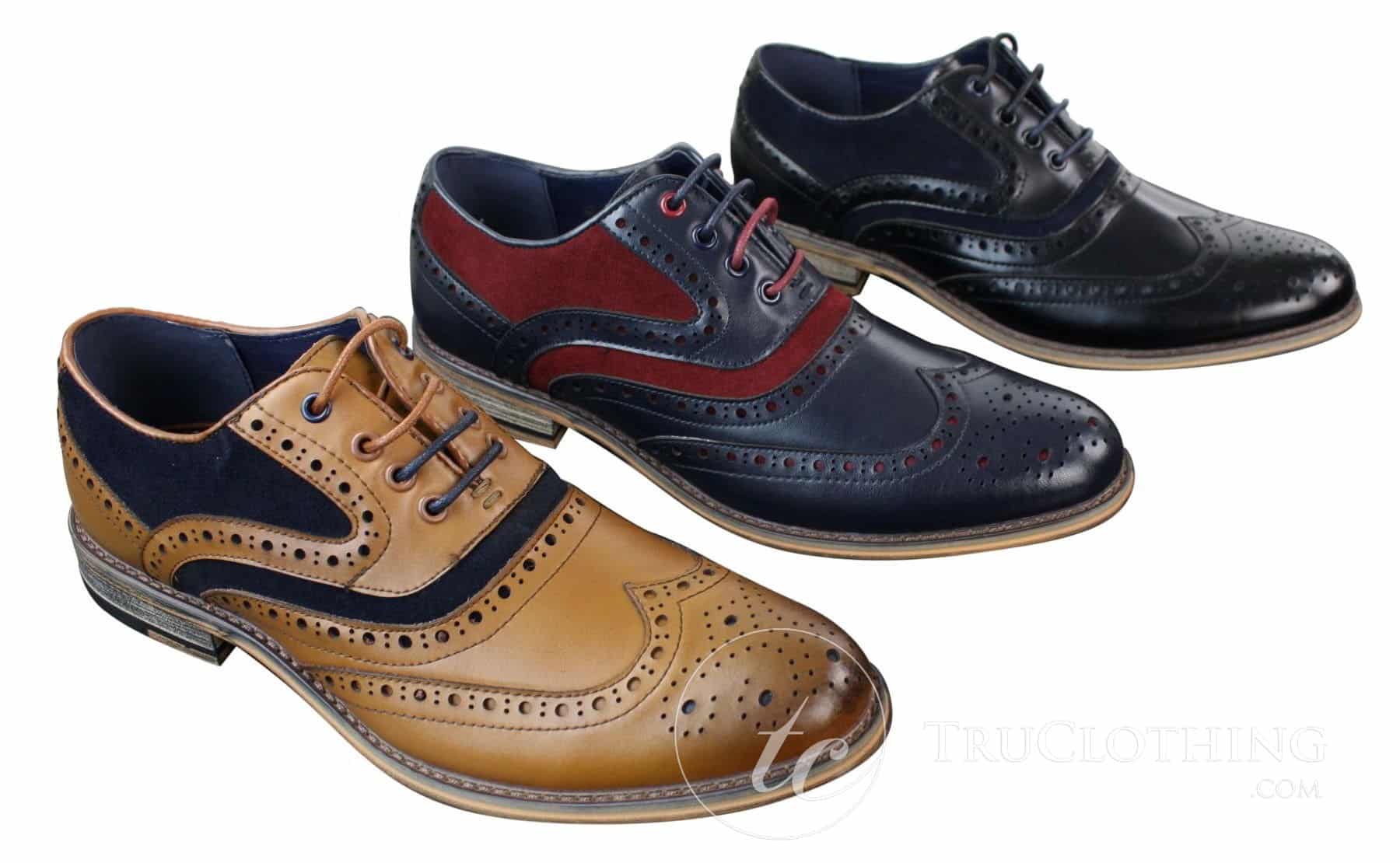 Sapatos masculinos Gatsby Brouge de couro e camurça legítimos com cadarço, estilo casual elegante, design retrô.