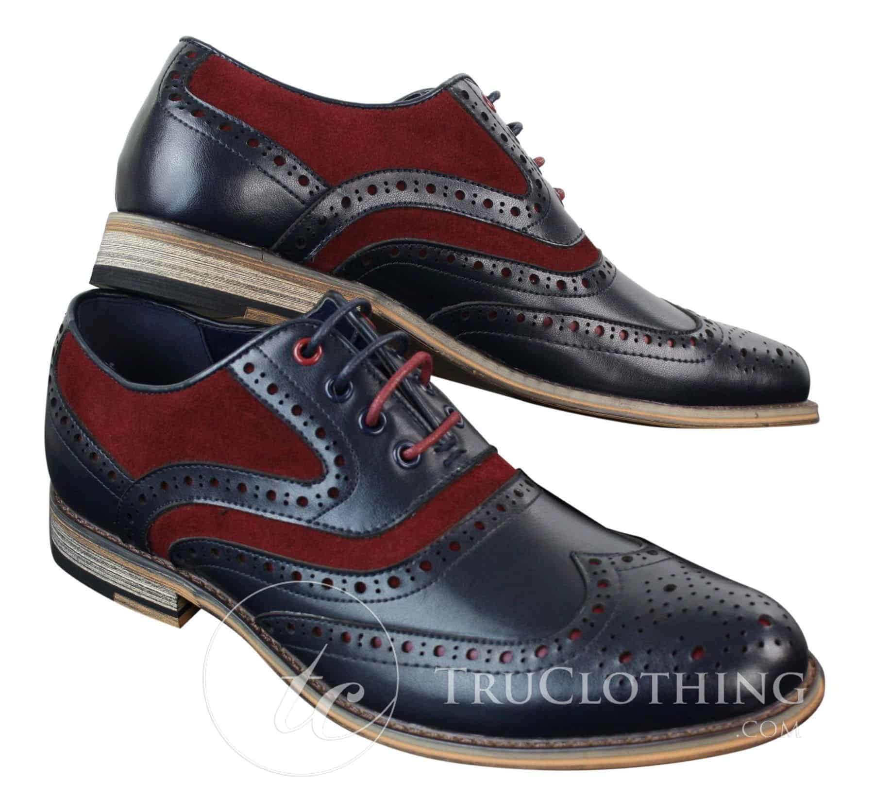 Sapatos masculinos Gatsby Brouge de couro e camurça legítimos com cadarço, estilo casual elegante, design retrô.