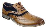 Sapatos masculinos Gatsby Brouge de couro e camurça legítimos com cadarço, estilo casual elegante, design retrô.