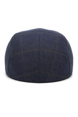 Boné Cavani Kempson Flat - Chapéu Vintage Masculino em Lã Tweed Xadrez - Verde Oliva/Azul Marinho