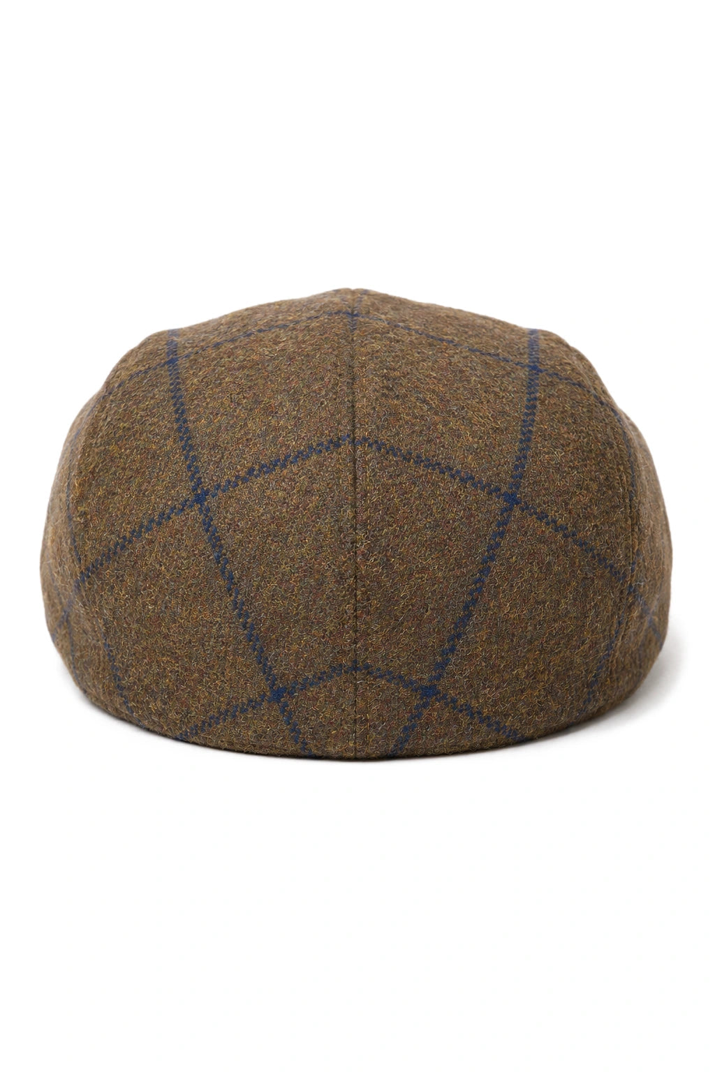 Boné Cavani Kempson Flat - Chapéu Vintage Masculino em Lã Tweed Xadrez - Verde Oliva/Azul Marinho