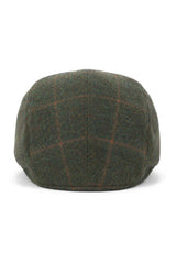 Boné Cavani Kempson Flat - Chapéu Vintage Masculino em Lã Tweed Xadrez - Verde Oliva/Azul Marinho