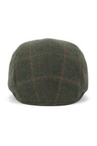 Boné Cavani Kempson Flat - Chapéu Vintage Masculino em Lã Tweed Xadrez - Verde Oliva/Azul Marinho