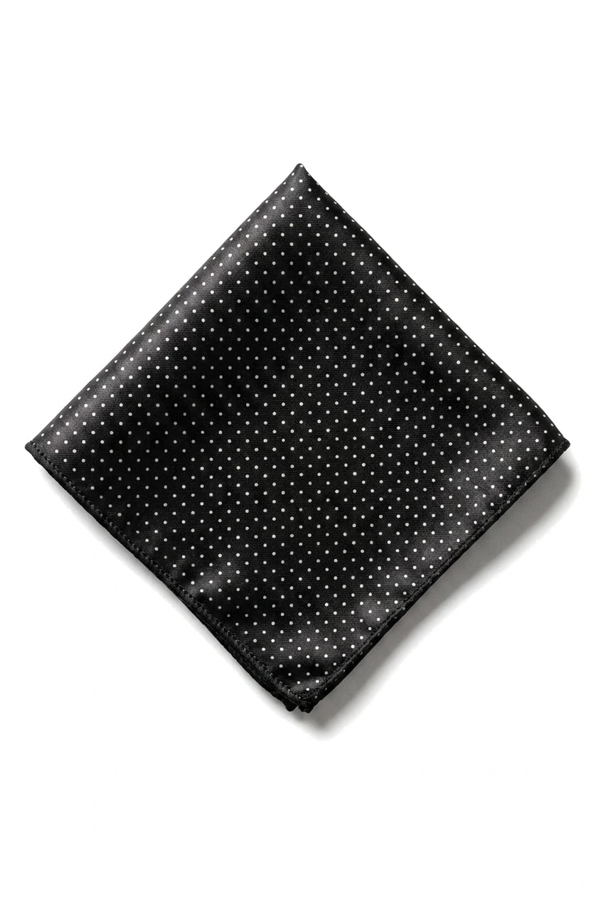 Gravata Cavani de Cetim - Conjunto Masculino de Gravata, Lenço e Prendedor de Gravata em Cetim de Seda com Estampa de Bolinhas para Casamento, Formatura e Escritório