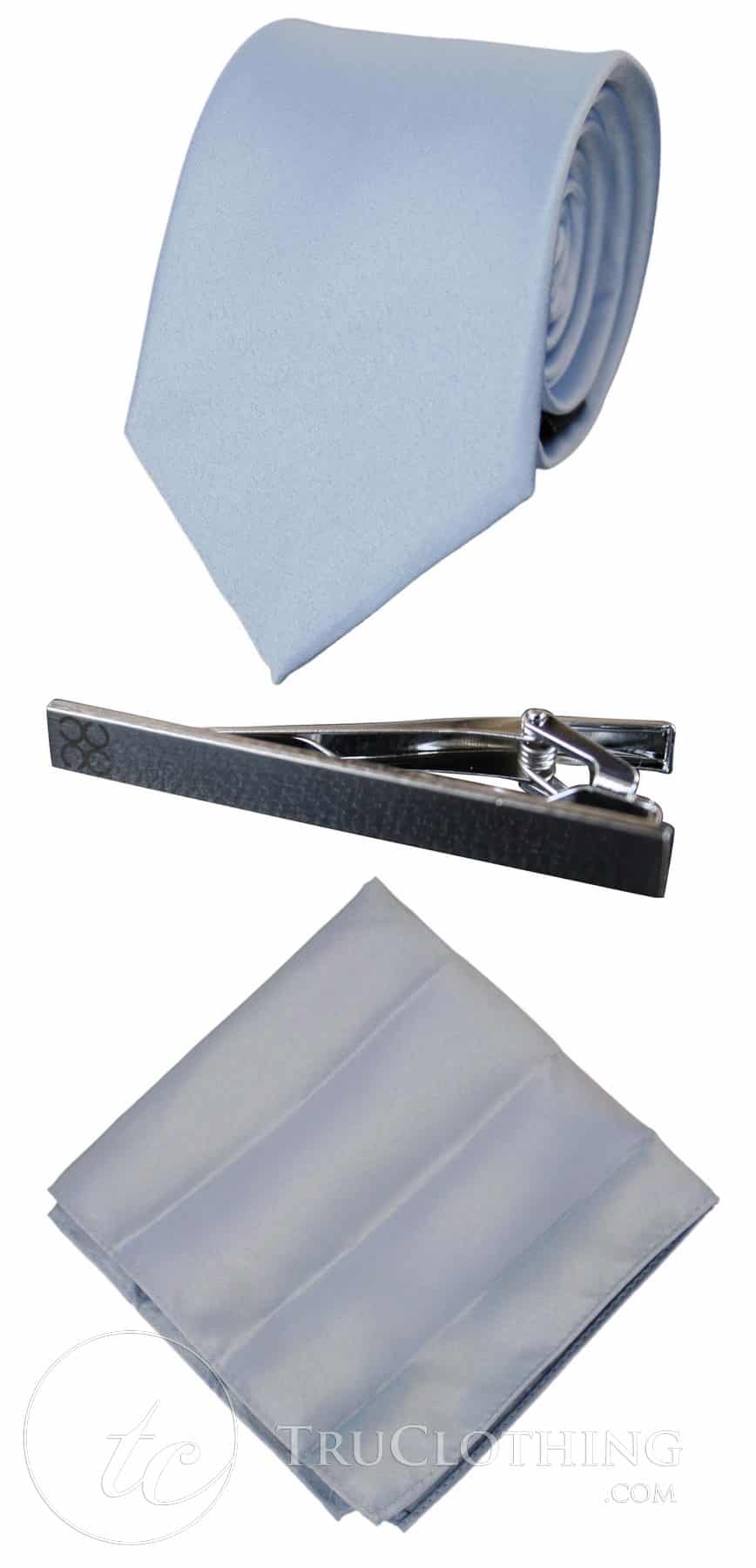 Gravata Cavani de Cetim - Conjunto Masculino de Gravata, Lenço e Prendedor de Gravata em Cetim de Seda com Estampa de Bolinhas para Casamento, Formatura e Escritório