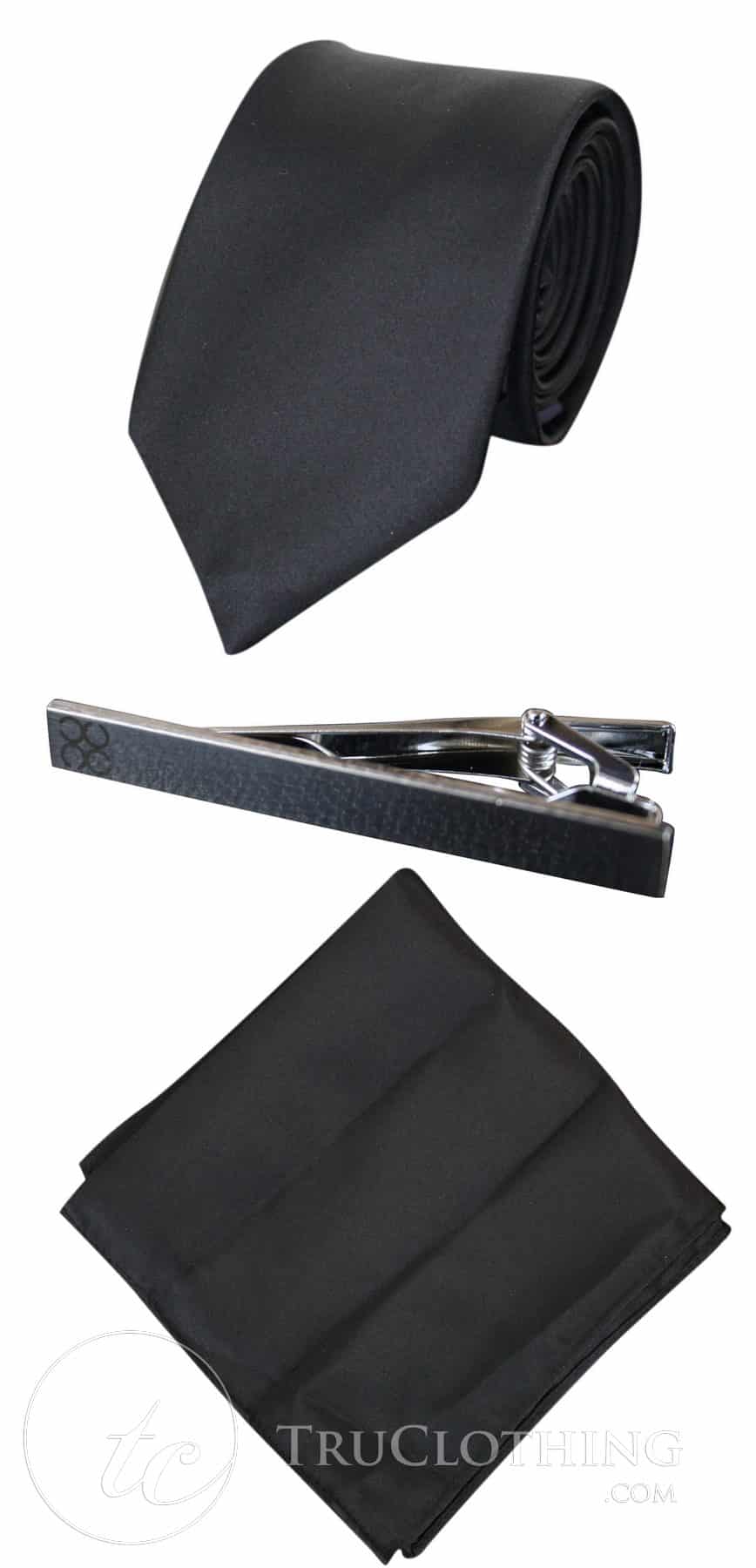Gravata Cavani de Cetim - Conjunto Masculino de Gravata, Lenço e Prendedor de Gravata em Cetim de Seda com Estampa de Bolinhas para Casamento, Formatura e Escritório