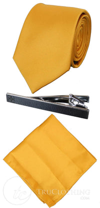 Gravata Cavani de Cetim - Conjunto Masculino de Gravata, Lenço e Prendedor de Gravata em Cetim de Seda com Estampa de Bolinhas para Casamento, Formatura e Escritório