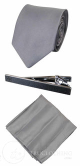 Gravata Cavani de Cetim - Conjunto Masculino de Gravata, Lenço e Prendedor de Gravata em Cetim de Seda com Estampa de Bolinhas para Casamento, Formatura e Escritório