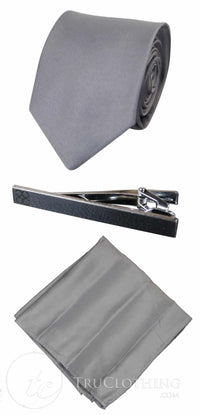 Gravata Cavani de Cetim - Conjunto Masculino de Gravata, Lenço e Prendedor de Gravata em Cetim de Seda com Estampa de Bolinhas para Casamento, Formatura e Escritório