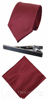 Gravata Cavani de Cetim - Conjunto Masculino de Gravata, Lenço e Prendedor de Gravata em Cetim de Seda com Estampa de Bolinhas para Casamento, Formatura e Escritório