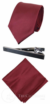 Gravata Cavani de Cetim - Conjunto Masculino de Gravata, Lenço e Prendedor de Gravata em Cetim de Seda com Estampa de Bolinhas para Casamento, Formatura e Escritório