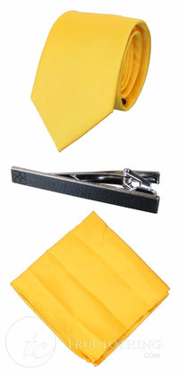 Gravata Cavani de Cetim - Conjunto Masculino de Gravata, Lenço e Prendedor de Gravata em Cetim de Seda com Estampa de Bolinhas para Casamento, Formatura e Escritório