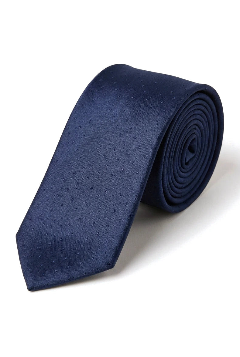 Gravata Cavani de Cetim - Conjunto Masculino de Gravata, Lenço e Prendedor de Gravata em Cetim de Seda com Estampa de Bolinhas para Casamento, Formatura e Escritório