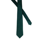 Gravata, lenço e prendedor de gravata de cetim de seda combinando para casamento masculino, com estampa de bolinhas.
