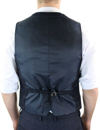 Colete masculino Cavani Shelby em tweed xadrez azul-marinho