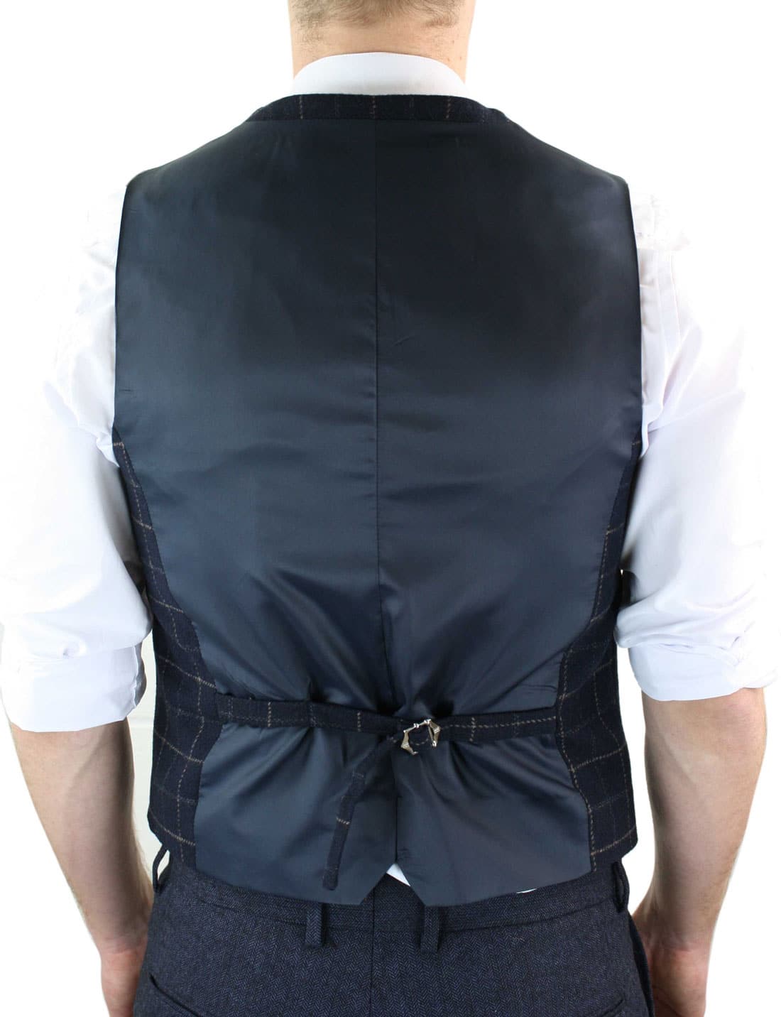 Colete masculino Cavani Shelby em tweed xadrez azul-marinho
