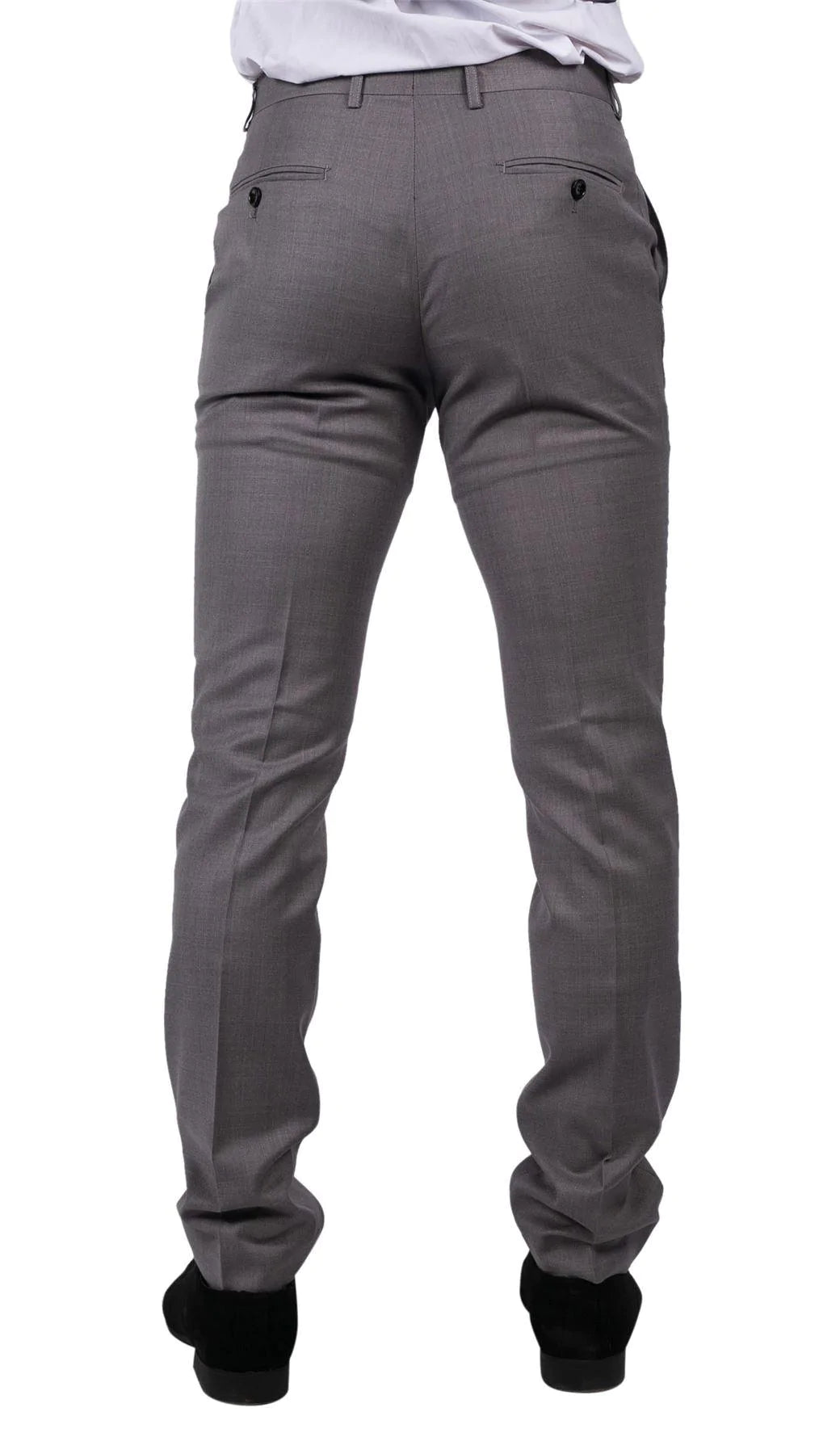 Calças masculinas cinza claro com costura clássica para casamento, verão e formatura. Estilo clássico para noivos.