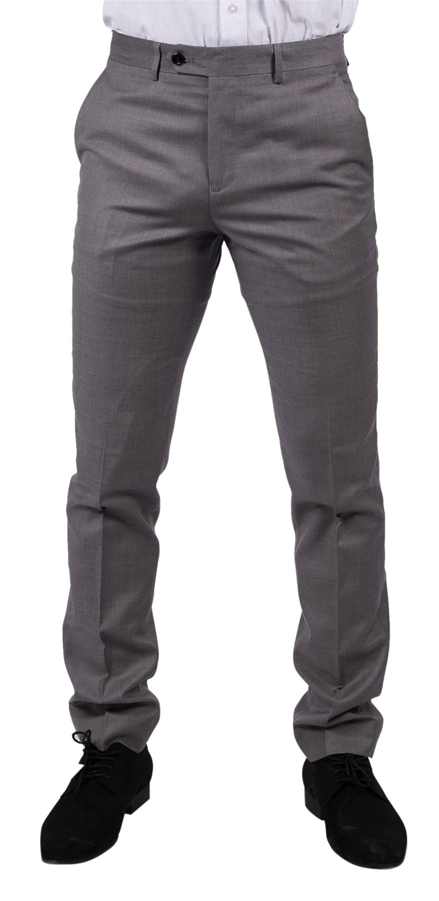 Calças masculinas cinza claro com costura clássica para casamento, verão e formatura. Estilo clássico para noivos.