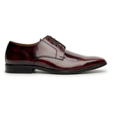 Chester - Sapatos Derby Masculinos Borgonha com Acabamento Brilhante
