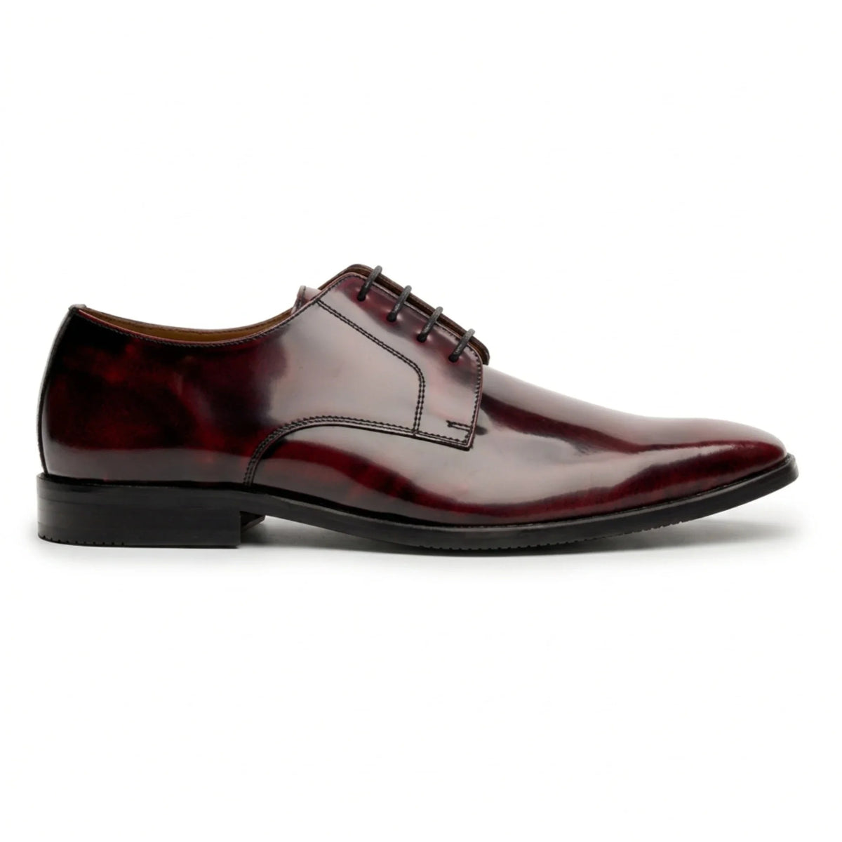 Chester - Sapatos Derby Masculinos Borgonha com Acabamento Brilhante