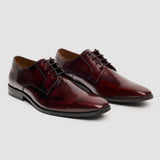 Chester - Sapatos Derby Masculinos Borgonha com Acabamento Brilhante