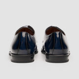 Chester - Sapatos Derby Masculinos Azul Marinho com Acabamento Brilhante