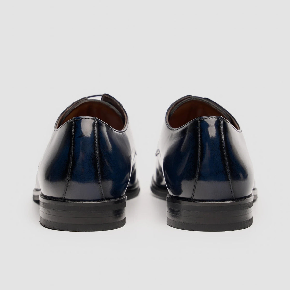 Chester - Sapatos Derby Masculinos Azul Marinho com Acabamento Brilhante