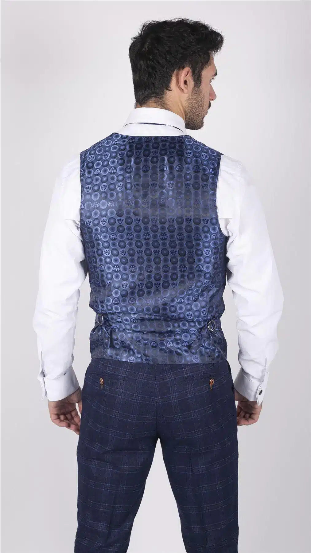 Colete masculino Marc Darcy xadrez azul Príncipe de Gales, corte slim, elegante e casual, Chigwell