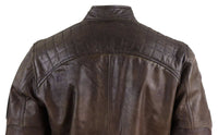 Jaqueta de couro legítimo marrom estilo motociclista masculina - Jaqueta de motociclista marrom