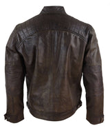 Jaqueta de couro legítimo marrom estilo motociclista masculina - Jaqueta de motociclista marrom
