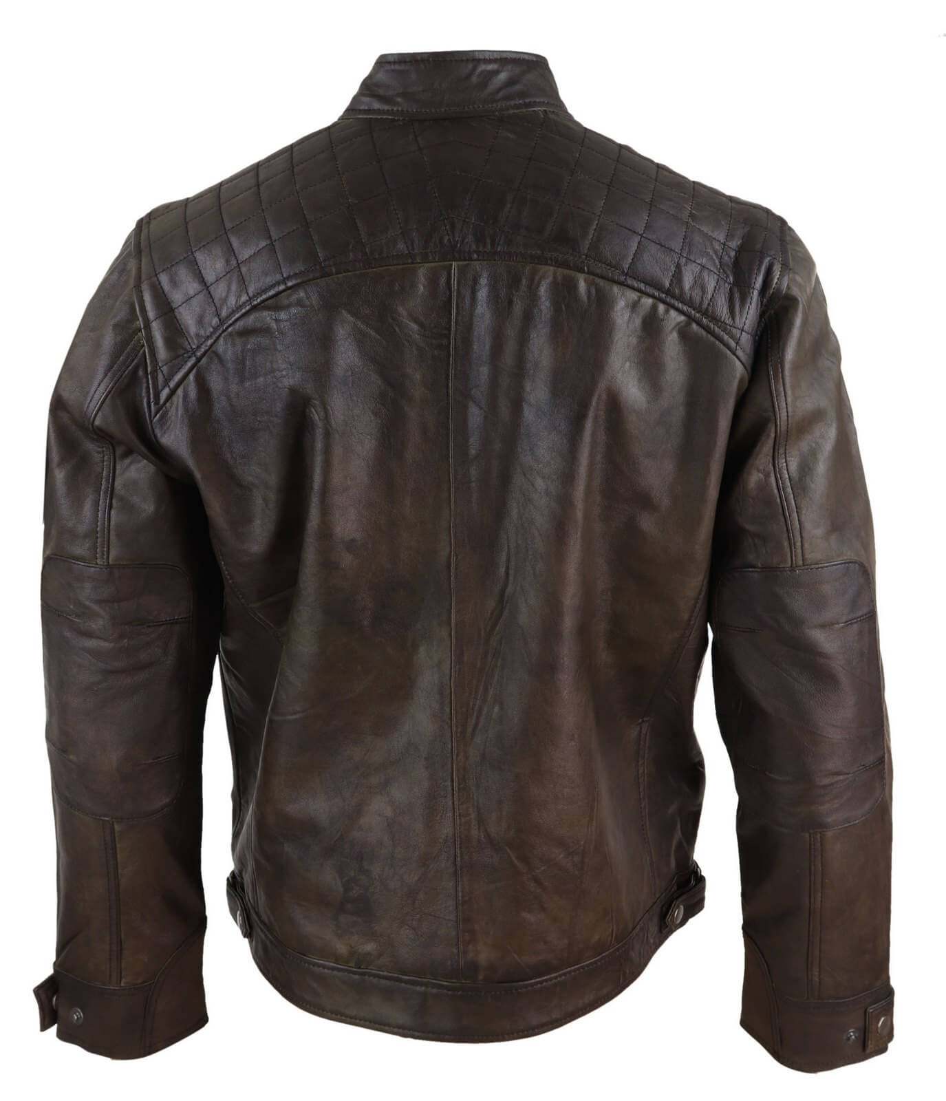 Jaqueta de couro legítimo marrom estilo motociclista masculina - Jaqueta de motociclista marrom