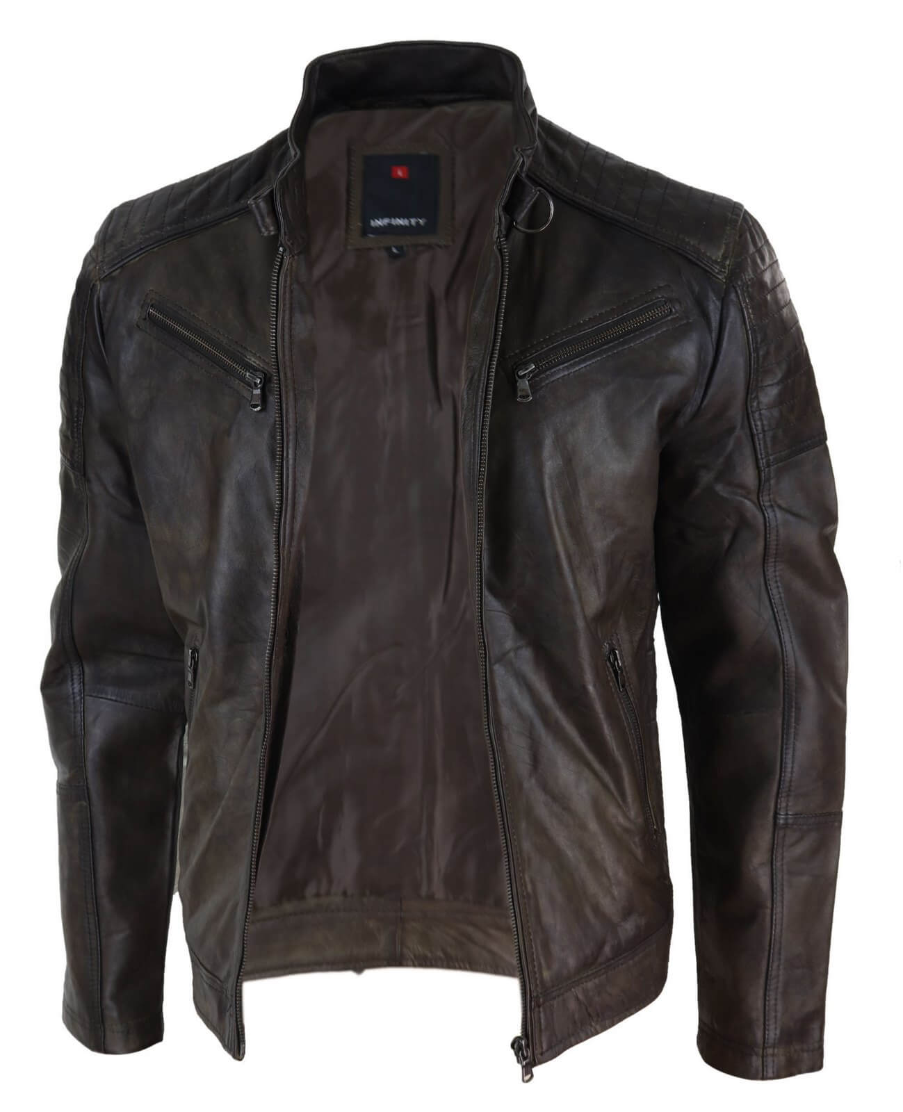 Jaqueta Racer Masculina Clássica em Couro Legítimo Marrom - Jaqueta Racer Marrom
