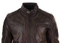 Jaqueta Racer Masculina Clássica em Couro Legítimo Marrom - Jaqueta Racer Marrom