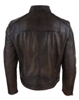 Jaqueta Racer Masculina Clássica em Couro Legítimo Marrom - Jaqueta Racer Marrom