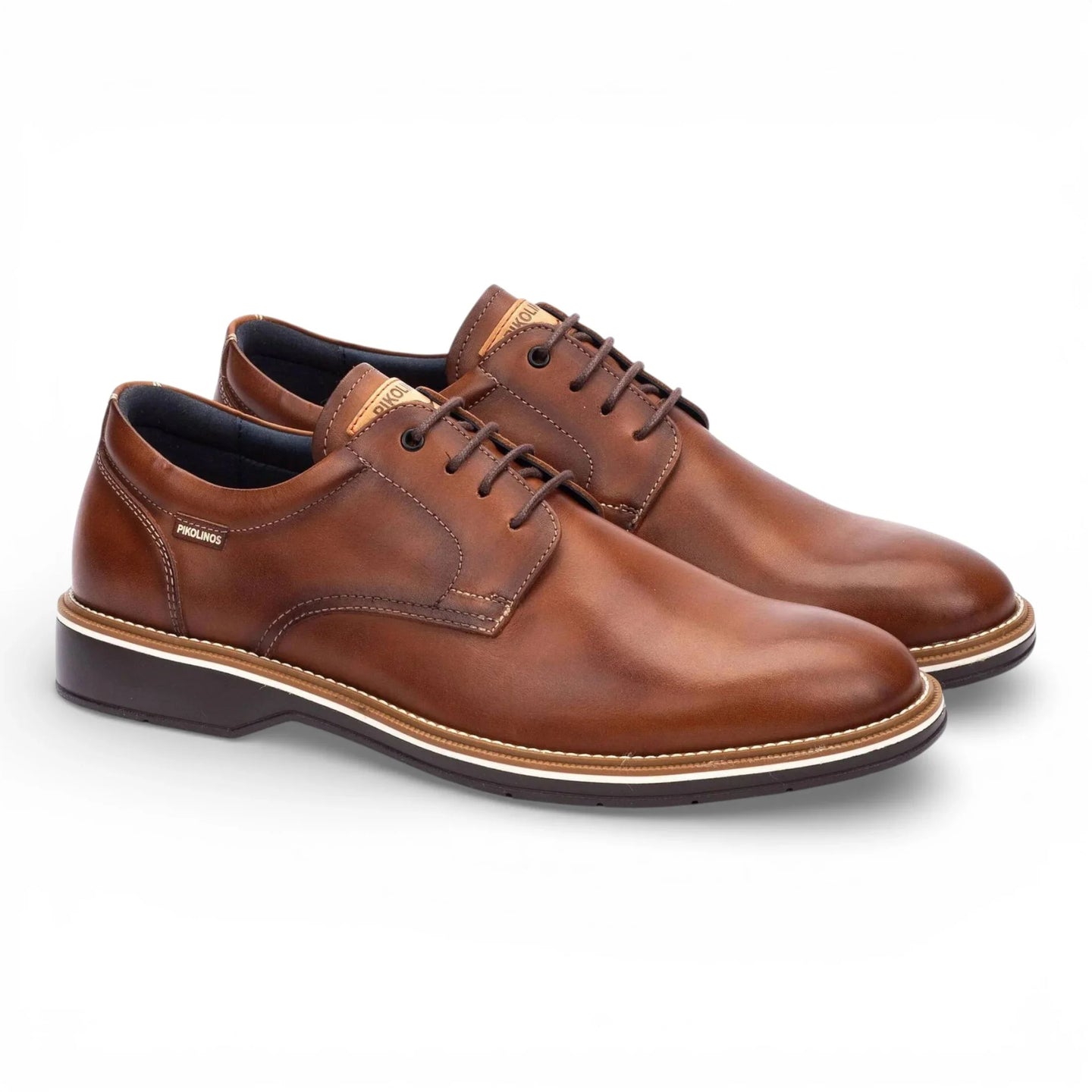 Claret - Sapatos Derby de couro marrom com cadarço para homem
