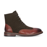 Clifford - Botas de cano curto masculinas em couro marrom cáqui com acabamento brogue